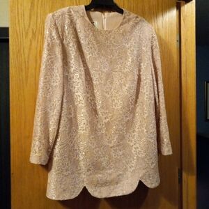 😊Womens Caron Chicago Mauve Pink Lace Blouse Top 31" Long 23" Armpit To Arm